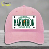 Marathon Florida Novelty License Plate Hat Tag Unconstructed Cotton Pink