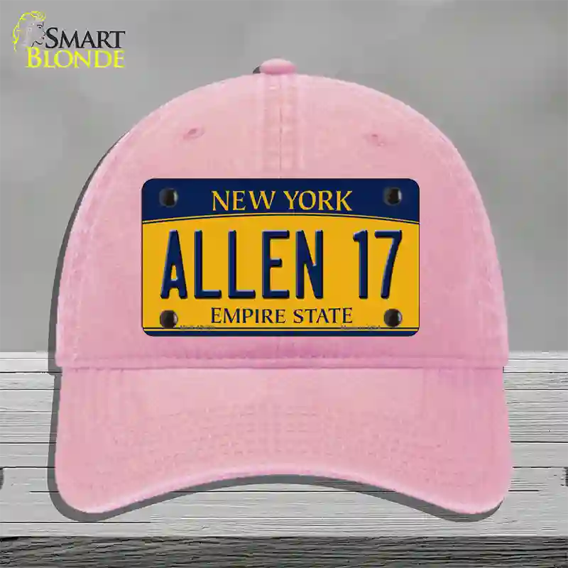 Allen 17 New York Novelty License Plate Hat Tag Unconstructed Cotton Pink