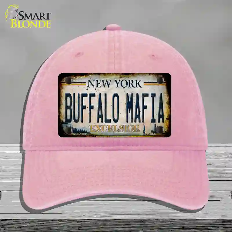 Buffalo Mafia Excelsior New York Rusty Novelty License Plate Hat Tag Unconstructed Cotton Pink