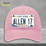 Allen 17 NY Excelsior Novelty License Plate Hat Tag Unconstructed Cotton Pink