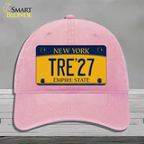 Tre 27 New York Yellow Novelty License Plate Hat Tag Unconstructed Cotton Pink