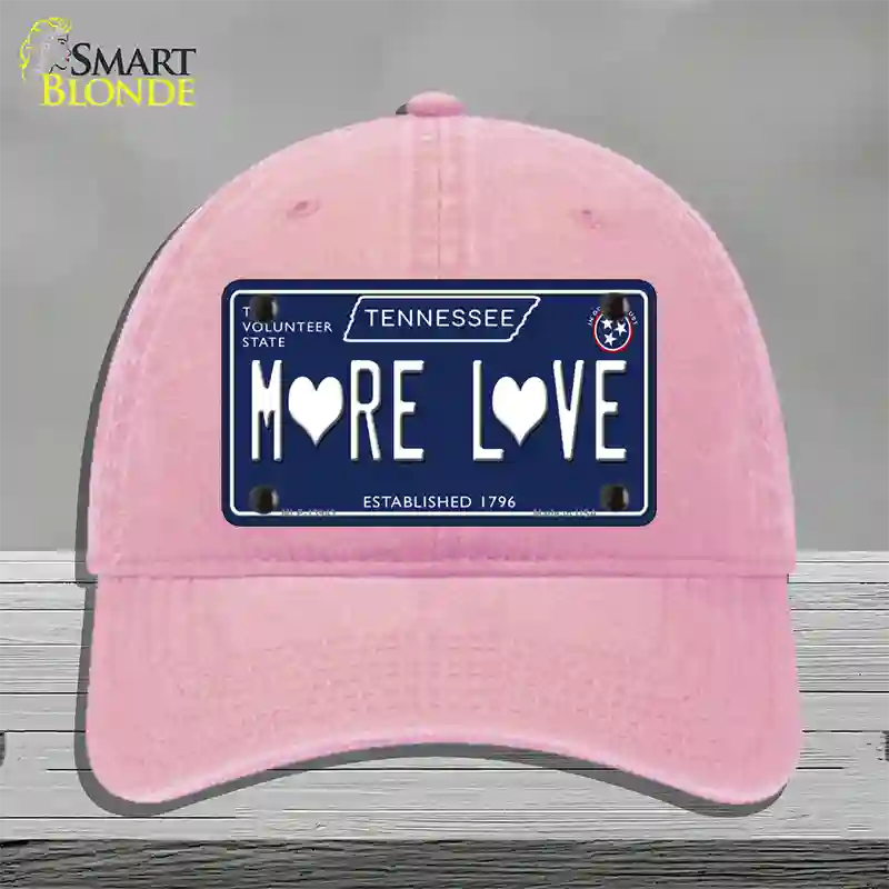 More Love Hearts Tennessee Blue Novelty License Plate Hat Tag Unconstructed Cotton Pink
