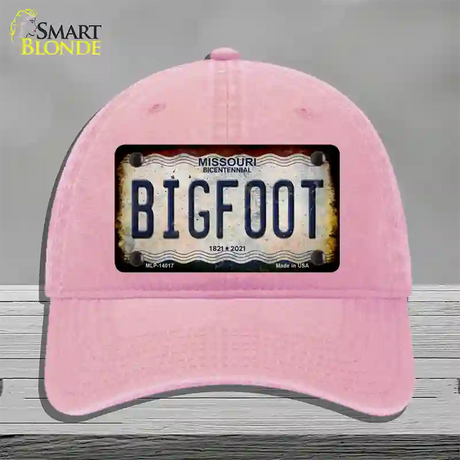 Bigfoot Missouri Novelty License Plate Hat Tag Unconstructed Cotton / Pink