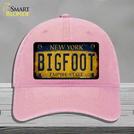Bigfoot New York Novelty License Plate Hat Tag Unconstructed Cotton / Pink