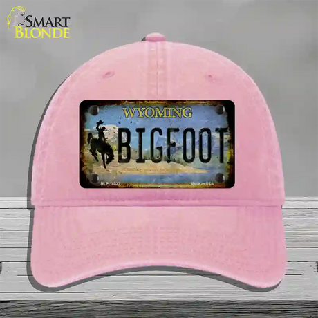 Bigfoot Wyoming Novelty License Plate Hat Tag Unconstructed Cotton / Pink