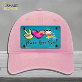 Peace Love Surf Novelty License Plate Hat Unconstructed Cotton / Pink