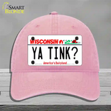 Ya Tink Wisconsin Novelty License Plate Hat Unconstructed Cotton / Pink