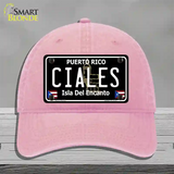 Ciales Puerto Rico Black Novelty License Plate Hat Unconstructed Cotton / Pink