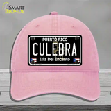 Culebra Puerto Rico Black Novelty License Plate Hat Unconstructed Cotton / Pink
