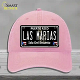 Las Marias Puerto Rico Black Novelty License Plate Hat Unconstructed Cotton / Pink