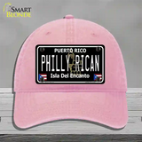 Philly Rican Puerto Rico Black Novelty License Plate Hat Unconstructed Cotton / Pink
