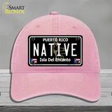 Native Puerto Rico Black Novelty License Plate Hat Unconstructed Cotton / Pink