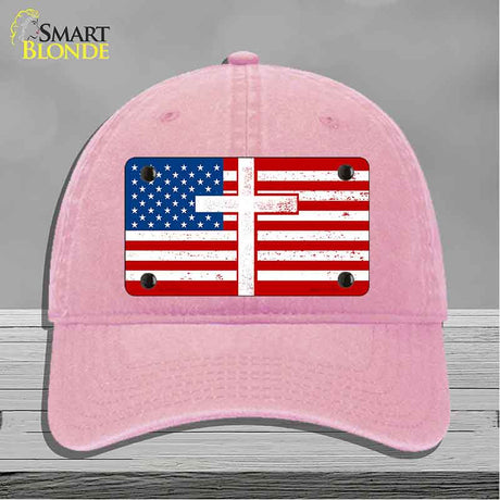American Flag with Cross Novelty License Plate Hat HAT-MLP-14518