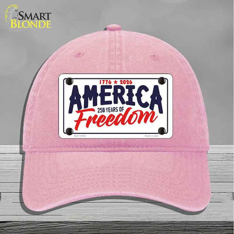 America 250 Years Novelty License Plate Hat HAT-MLP-14546 Unconstructed Cotton Pink