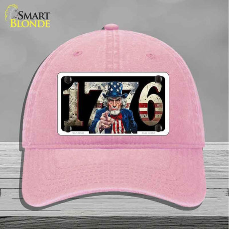 1776 Uncle Sam Novelty License Plate Hat HAT-MLP-14548 Unconstructed Cotton Pink