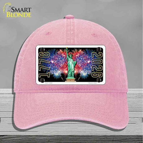 Lady Liberty Fireworks Novelty License Plate Hat HAT-MLP-14549 Unconstructed Cotton Pink