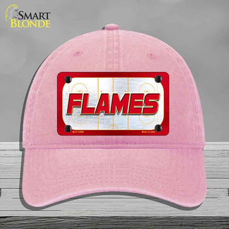 FLAMES Graphic Novelty License Plate Hat HAT-MLP-14660 Unconstructed Cotton Pink