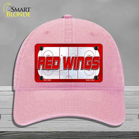RED WINGS Graphic Novelty License Plate Hat HAT-MLP-14666 Unconstructed Cotton Pink