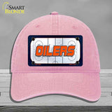 OILERS Graphic Novelty License Plate Hat HAT-MLP-14667 Unconstructed Cotton Pink