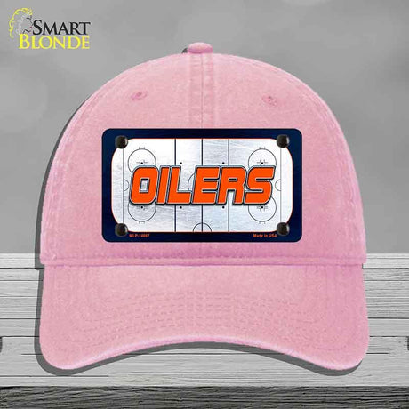 OILERS Graphic Novelty License Plate Hat HAT-MLP-14667 Unconstructed Cotton Pink