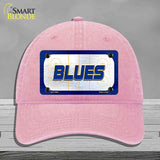 BLUES Graphic Novelty License Plate Hat HAT-MLP-14681 Unconstructed Cotton Pink