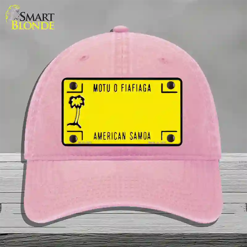 American Samoa Novelty License Plate Hat Unconstructed Cotton / Pink