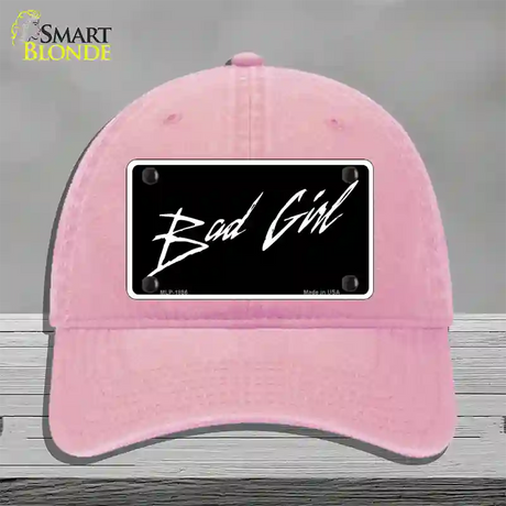 Bad Girl Novelty License Plate Hat Unconstructed Cotton / Pink
