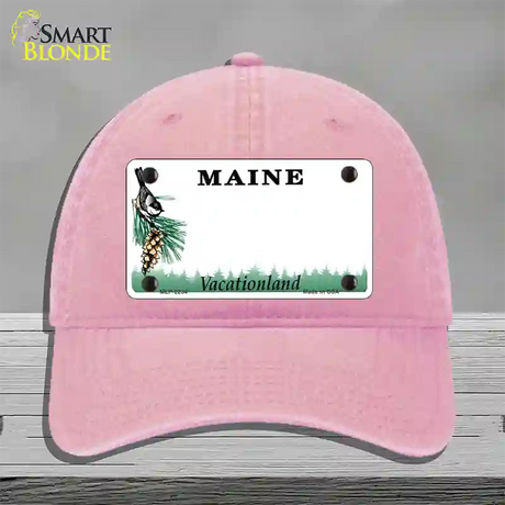 Maine State Blank Novelty License Plate Hat Unconstructed Cotton / Pink