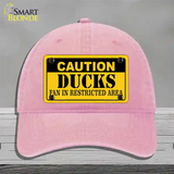 Caution Ducks Novelty License Plate Hat Unconstructed Cotton / Pink