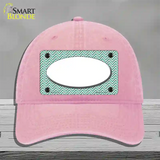 Mint White Chevon White Center Oval Novelty License Plate Hat Unconstructed Cotton / Pink