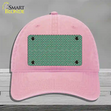 Green White Chevron Novelty License Plate Hat Unconstructed Cotton / Pink