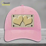 Gold White Chevron Gold Center Hearts Novelty License Plate Hat Unconstructed Cotton / Pink