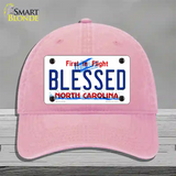 Blessed North Carolina Novelty License Plate Hat Unconstructed Cotton / Pink