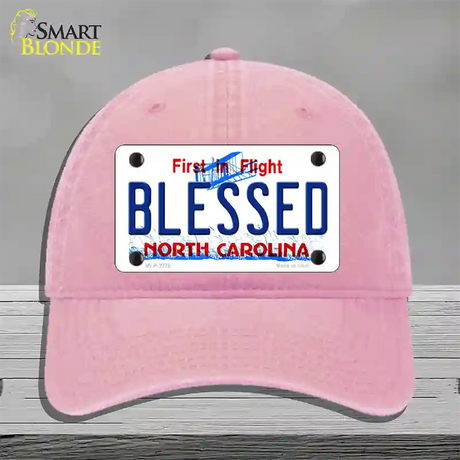 Blessed North Carolina Novelty License Plate Hat Unconstructed Cotton / Pink