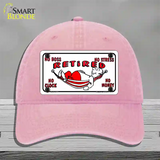 Retired With Hammock Novelty License Plate Hat Unconstructed Cotton / Pink
