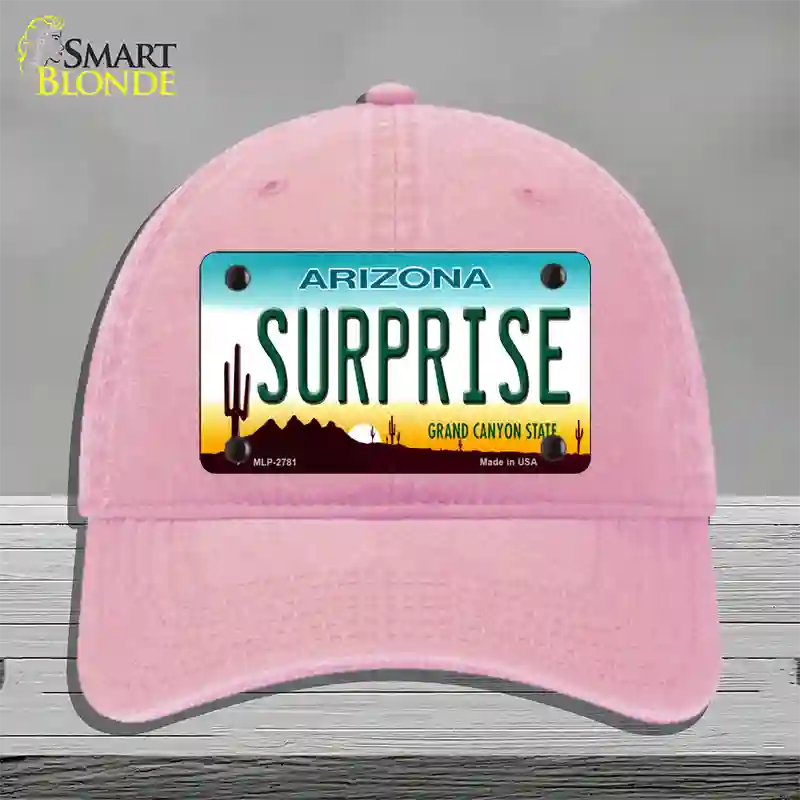 Surprise Arizona Novelty License Plate Hat Unconstructed Cotton / Pink