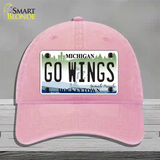 Go Wings Michigan State Novelty License Plate Hat Unconstructed Cotton / Pink