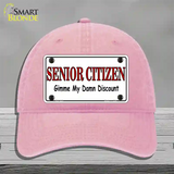 Senior Citizen Discount Novelty License Plate Hat Unconstructed Cotton / Pink