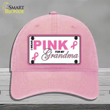 Pink For Grandma Novelty License Plate Hat Unconstructed Cotton / Pink
