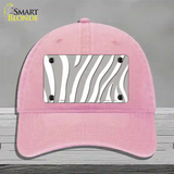 Grey White Zebra Novelty License Plate Hat Unconstructed Cotton / Pink