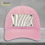 Tan White Zebra Novelty License Plate Hat Unconstructed Cotton / Pink