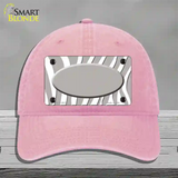 Grey White Zebra Grey Center Oval Novelty License Plate Hat Unconstructed Cotton / Pink
