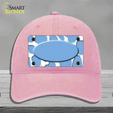 Light Blue White Giraffe Light Blue Center Oval Novelty License Plate Hat Unconstructed Cotton / Pink