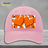 Orange White Giraffe Orange Centered Hearts Novelty License Plate Hat Unconstructed Cotton / Pink
