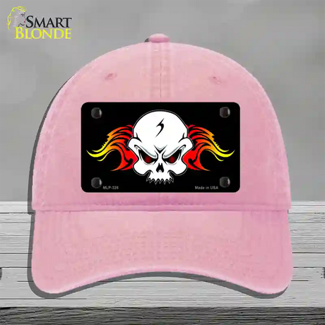 Skull Flame Novelty License Plate Hat Unconstructed Cotton / Pink