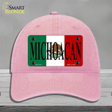 Michoacan Mexico Flag Novelty License Plate Hat Unconstructed Cotton / Pink