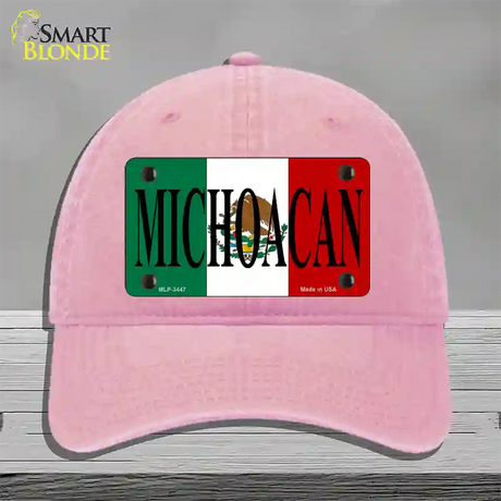 Michoacan Mexico Flag Novelty License Plate Hat Unconstructed Cotton / Pink