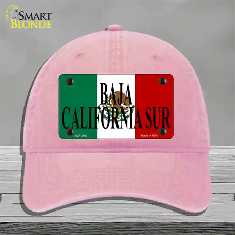 Baja California Sur Mexico Flag Novelty License Plate Hat Unconstructed Cotton / Pink