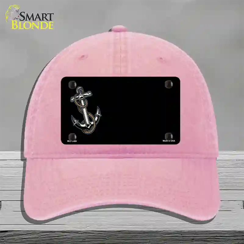 Anchor Offset Novelty License Plate Hat Unconstructed Cotton / Pink