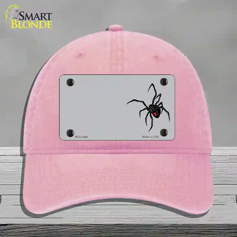 Black Widow Offset Novelty License Plate Hat Unconstructed Cotton / Pink